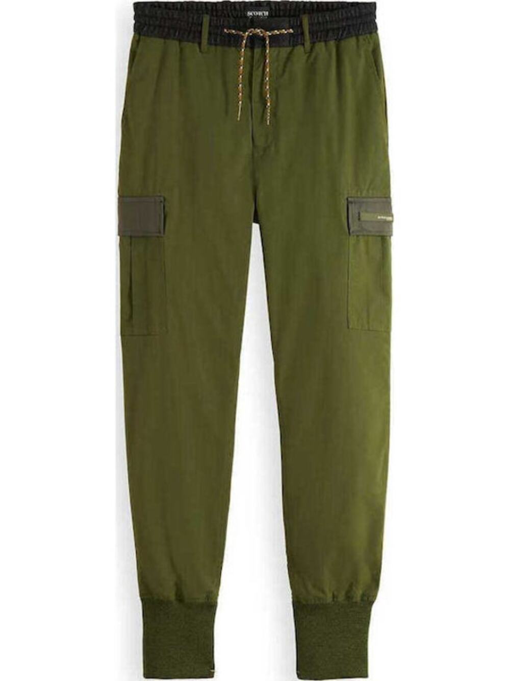Scotch & Soda Cotton Blend Cargo Joggers in 4876-Field Green